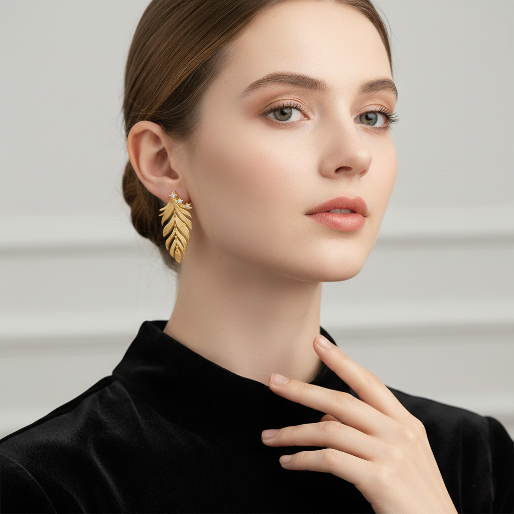 A Meaningful Gemstone Bracelet — A Thoughtful Gift for Her——Gilded Leaf earrings