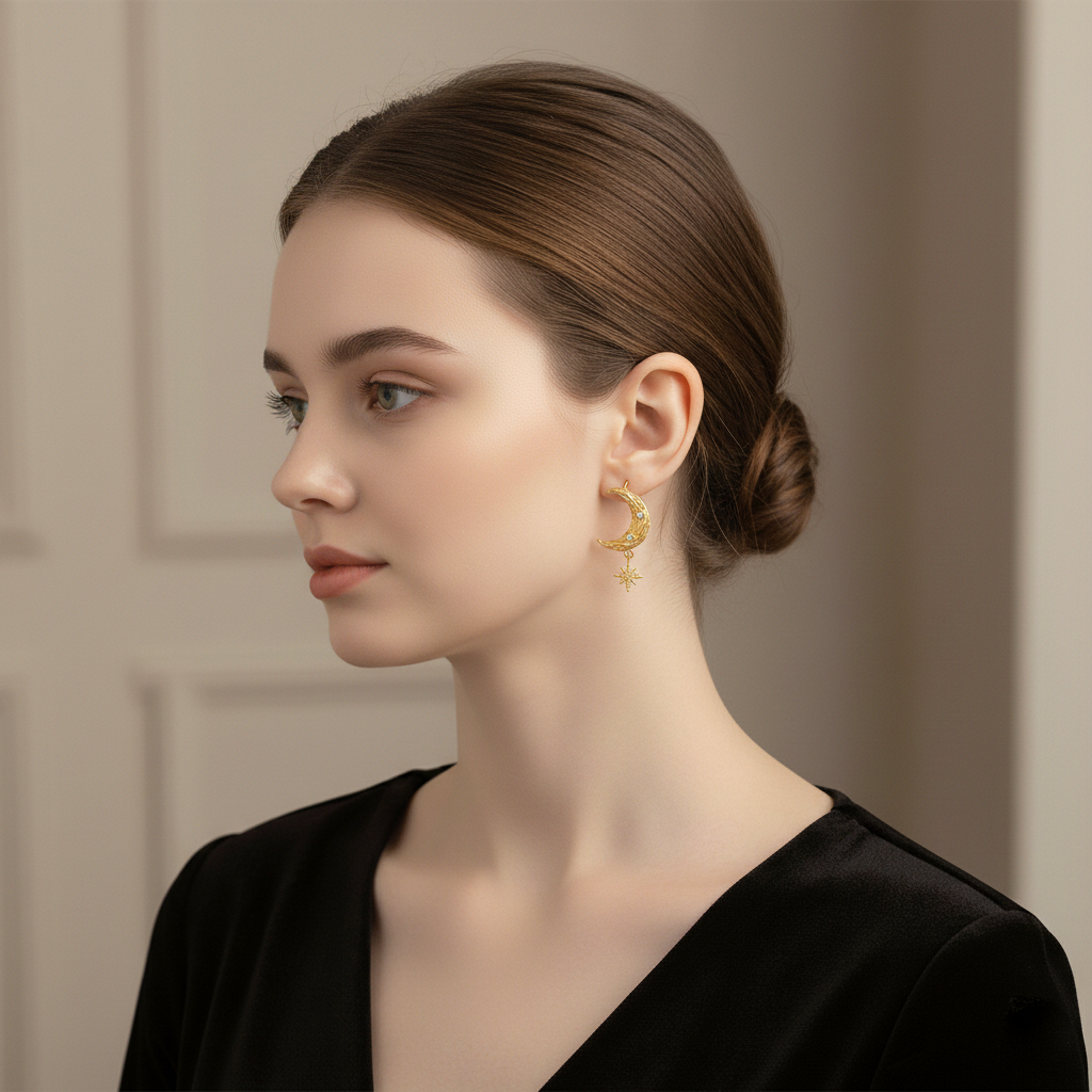 A Meaningful Gemstone Bracelet — A Thoughtful Gift for Her——Stars & Moon earrings