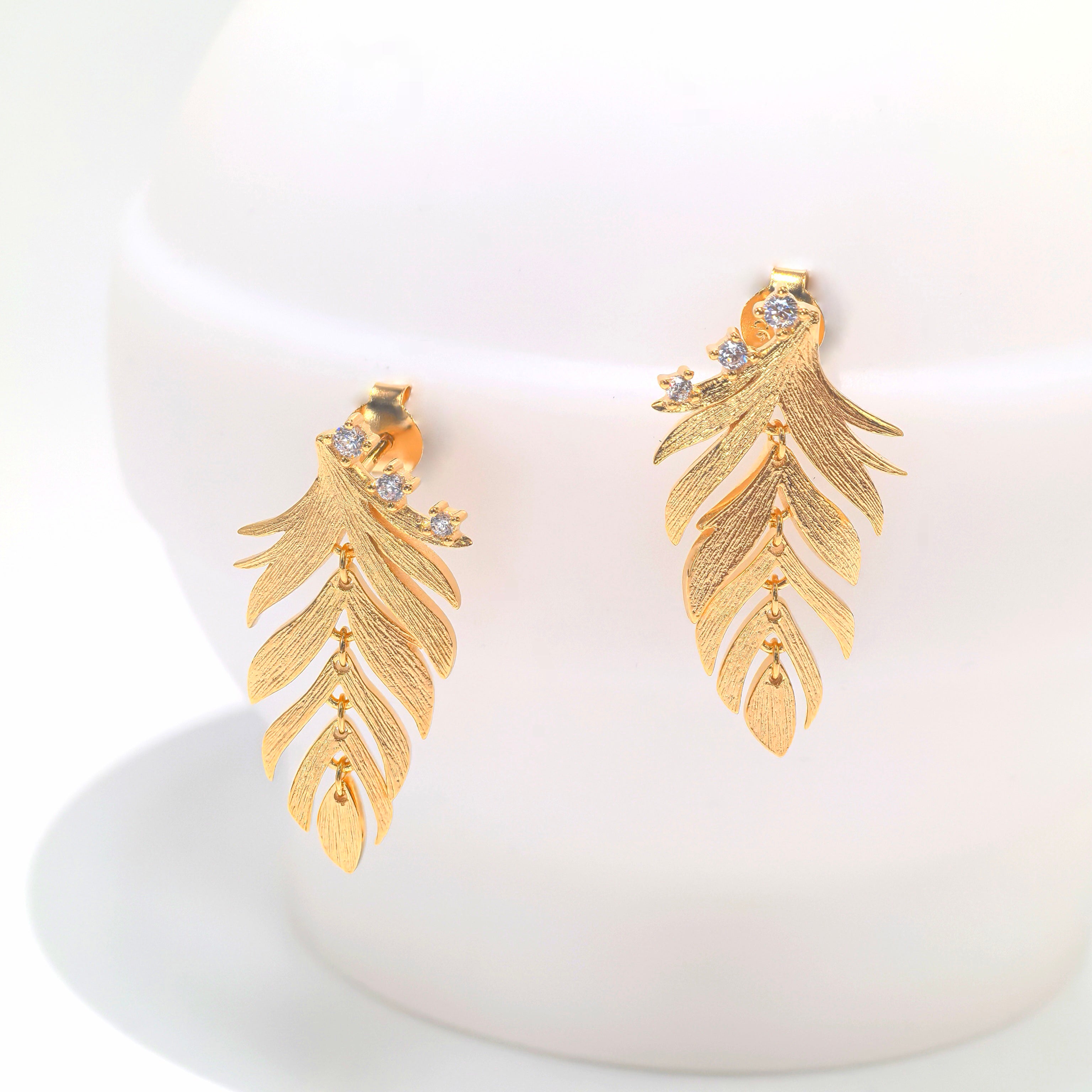A Meaningful Gemstone Bracelet — A Thoughtful Gift for Her——Gilded Leaf earrings